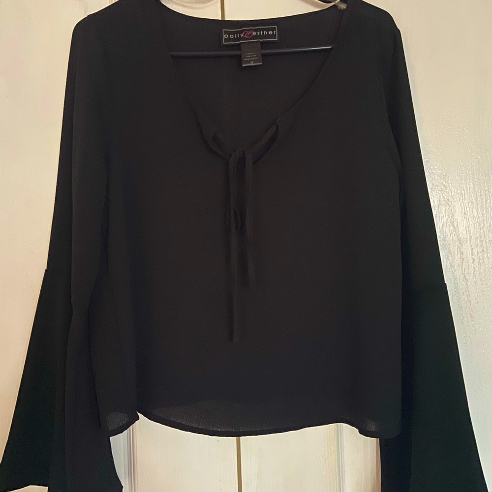 Sheer black bell sleeve top